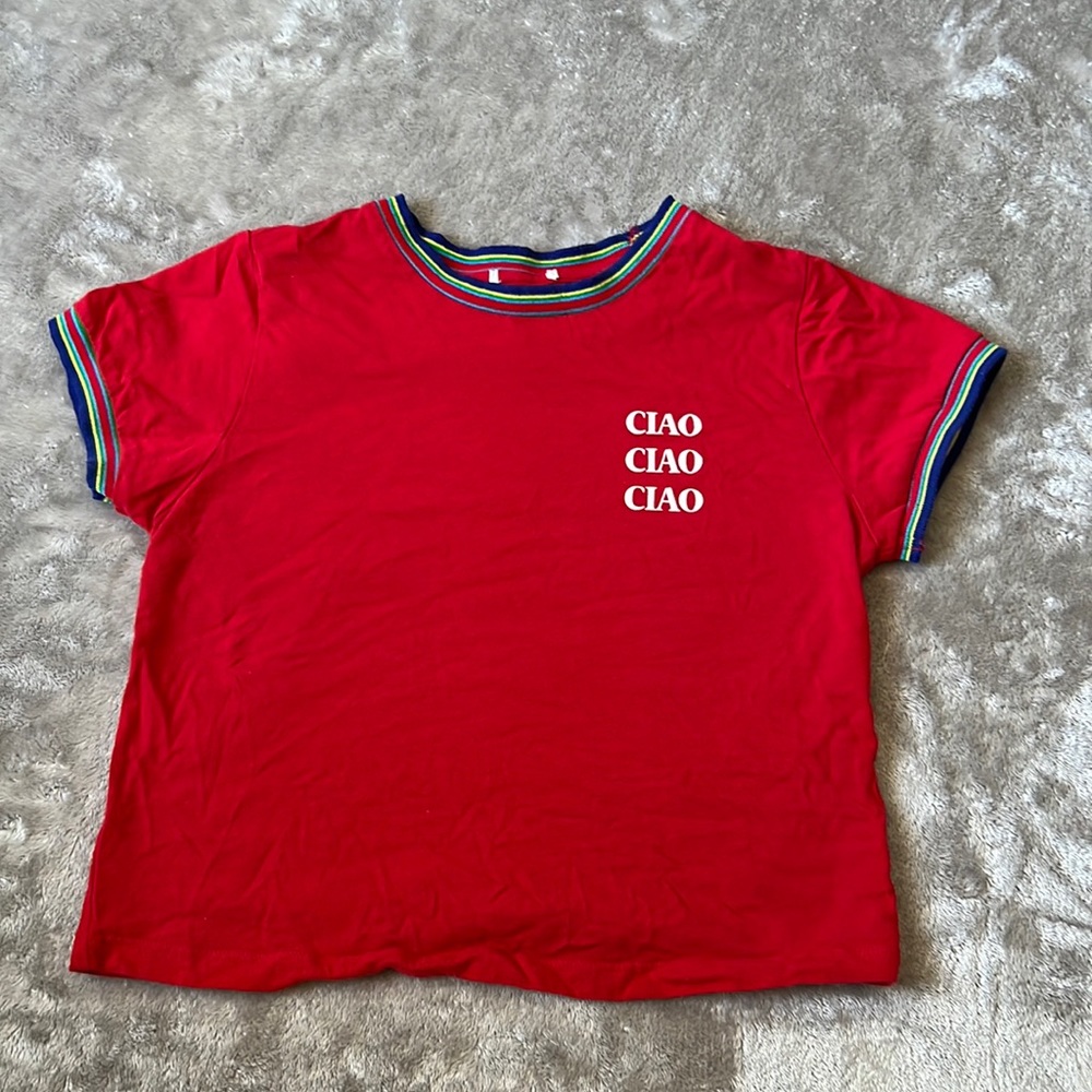 red ciao crop top